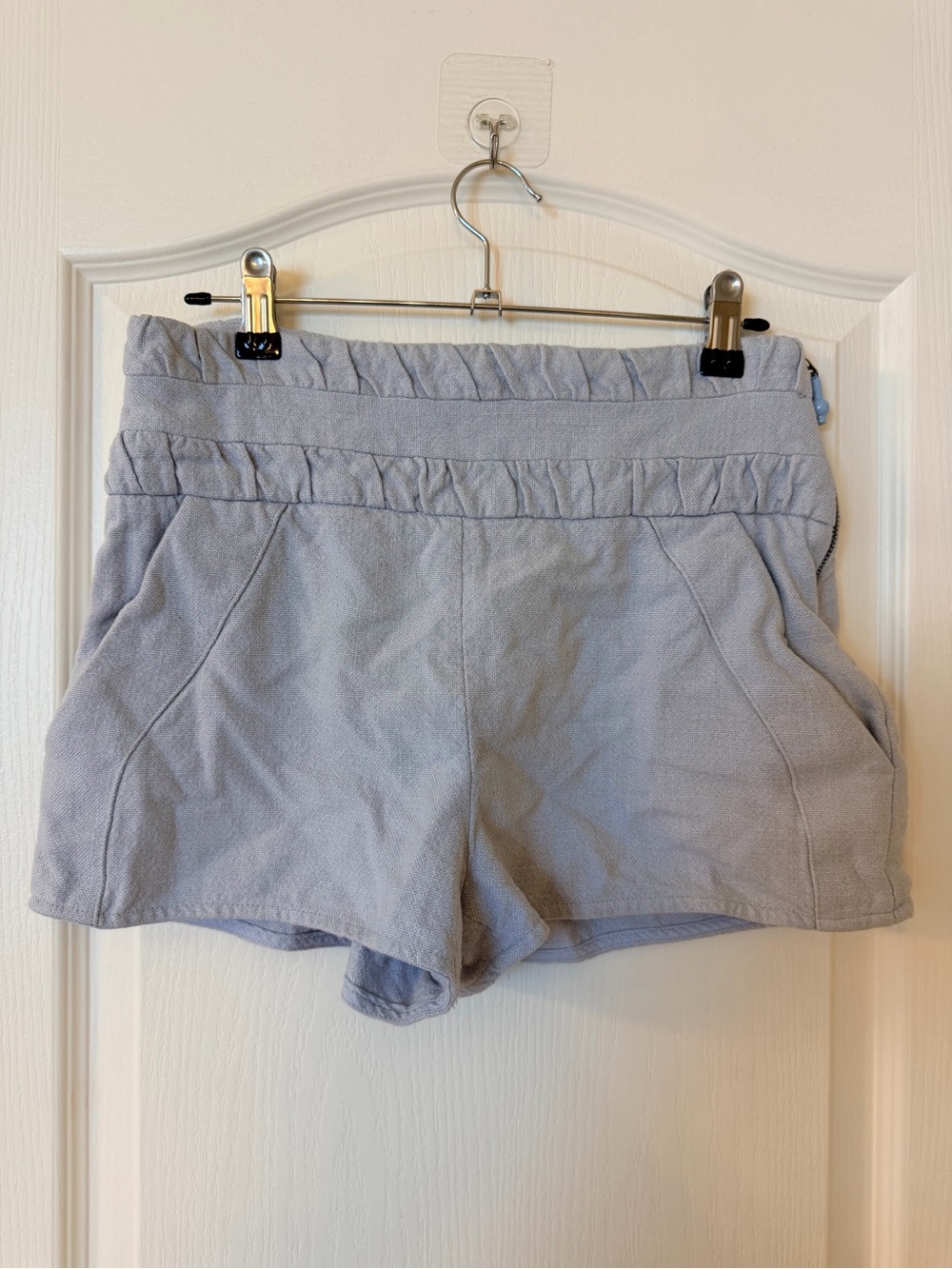 Cris Barros Women's High-Waist Light Baby Blue Shorts with Ruching -C-